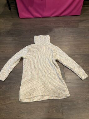 Lulu's Cream Multicolor Ribbed Turtleneck Sweater Dress